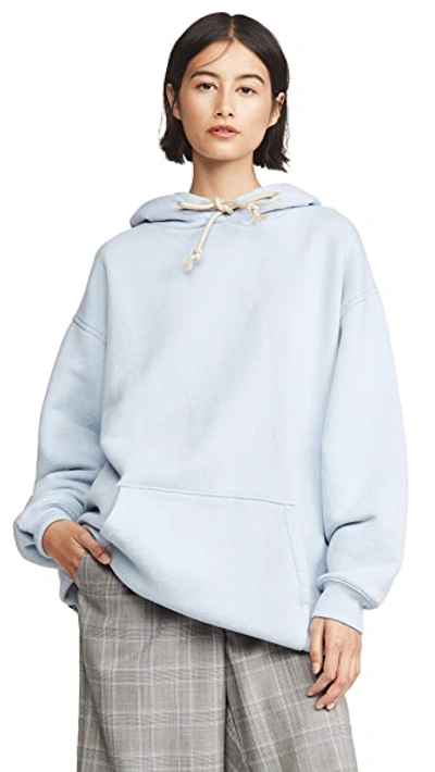 Shop Acne Studios Fanita Reverse Label Hooded Sweatshirt In Powder Blue