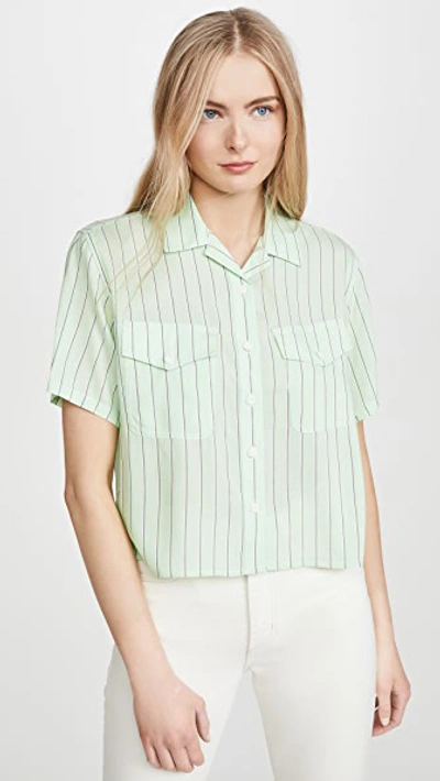 Shop Rag & Bone Joon Shirt In Green Stripe