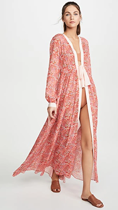 Shop Paloma Blue Jasmine Cover Up In Bloom Red