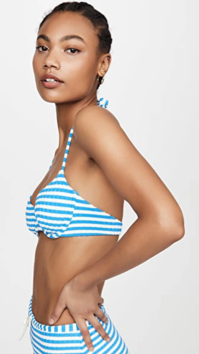 Shop Solid & Striped The Ginger Bikini Top In Azure Stripe Rib