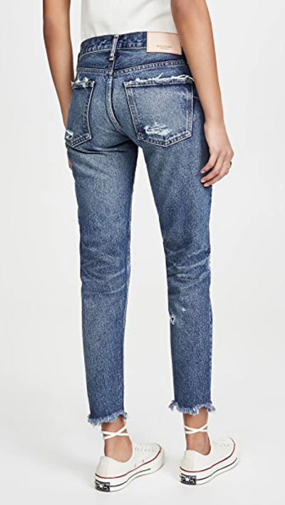 Shop Moussy Mv Kelly Tapered Jeans In Dark Blue