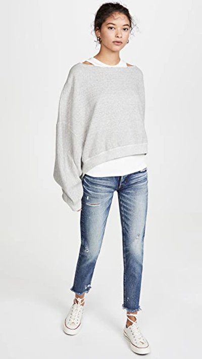 Shop Moussy Mv Kelly Tapered Jeans In Dark Blue