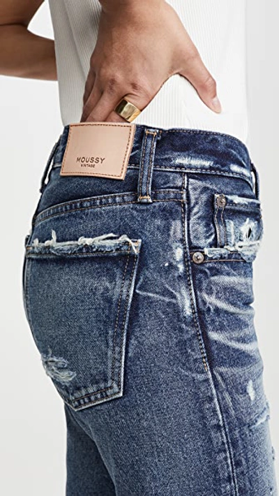 Shop Moussy Mv Kelly Tapered Jeans In Dark Blue