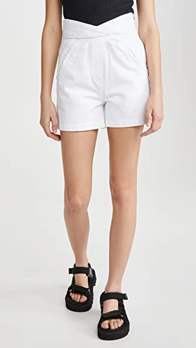 Shop Rta Ellena-pleated Waistband Shorts In Optic White 3