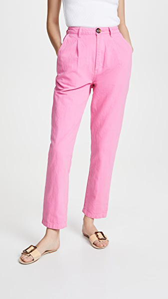 hot pink linen pants