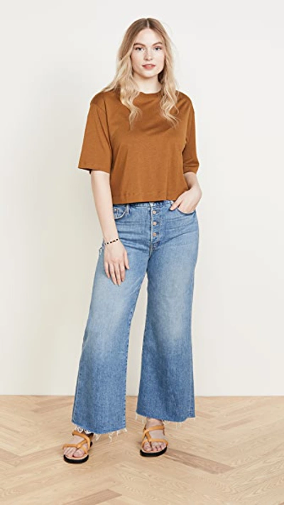 Shop Mother The Pixie Roller Ankle Fray Jeans In Let's Kick It