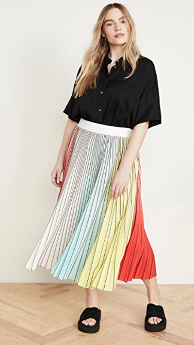 Shop Alice And Olivia Arden Pleated Midi Skirt In Multi