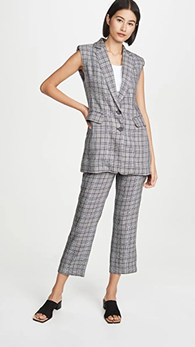 Shop Ei8htdreams Straight Crop Plaid Trousers In Blue Combo
