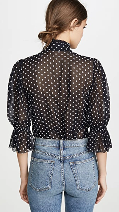 Shop Alexis Calixte Top In Black Embroidered Dot