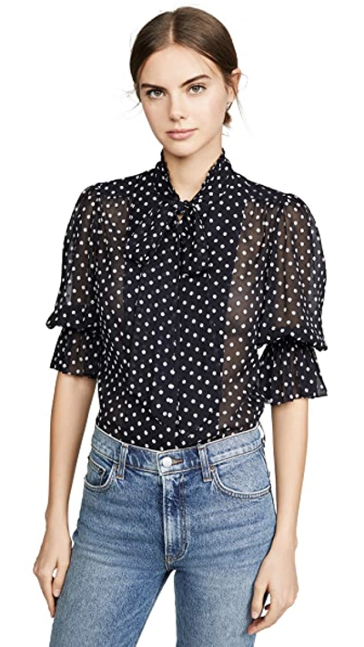 Shop Alexis Calixte Top In Black Embroidered Dot