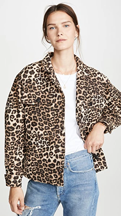 Shop Anine Bing Flynn Jacket In Leopard