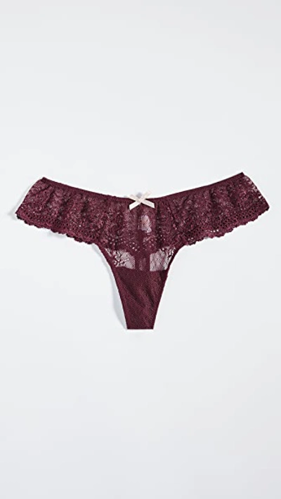 Shop Eberjey Colette Classic Lace Thong In Port