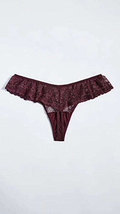 Shop Eberjey Colette Classic Lace Thong In Port