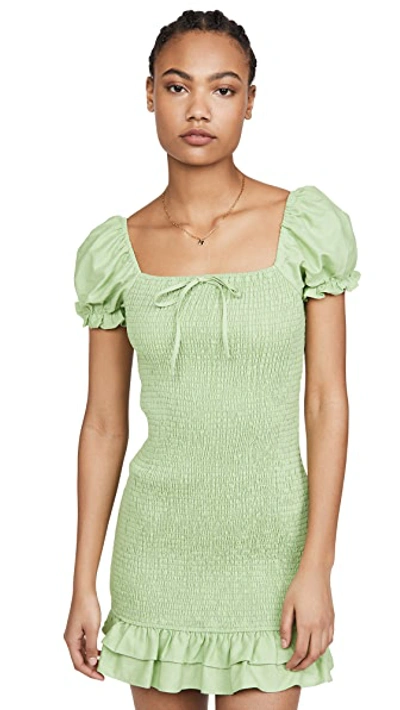 Shop English Factory Smocked Mini Dress In Green