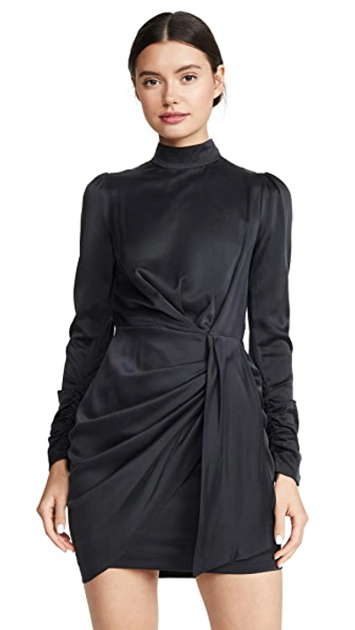 Shop Zimmermann Espionage Silk Drape Dress In Black