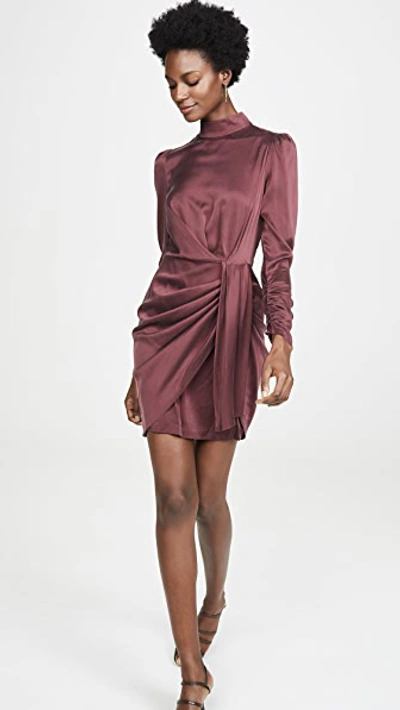 Shop Zimmermann Espionage Silk Drape Dress In Mahogany