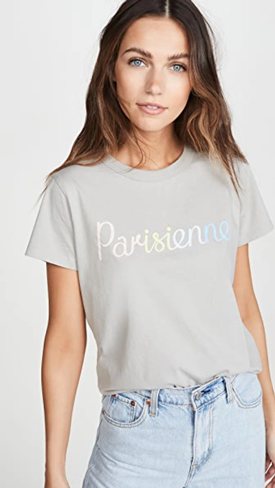 Shop Maison Kitsuné Parisienne T-shirt In Light Grey