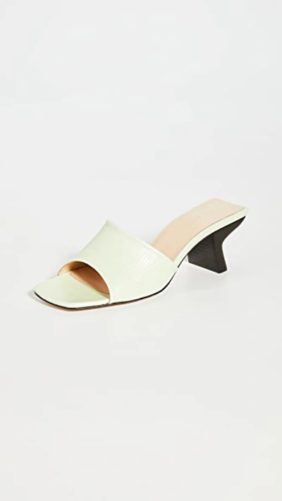 Shop By Far Lily Mule Sandals In Sage Green