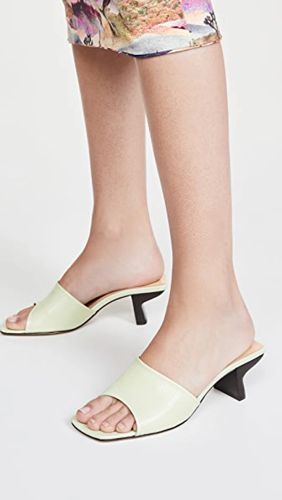 Shop By Far Lily Mule Sandals In Sage Green