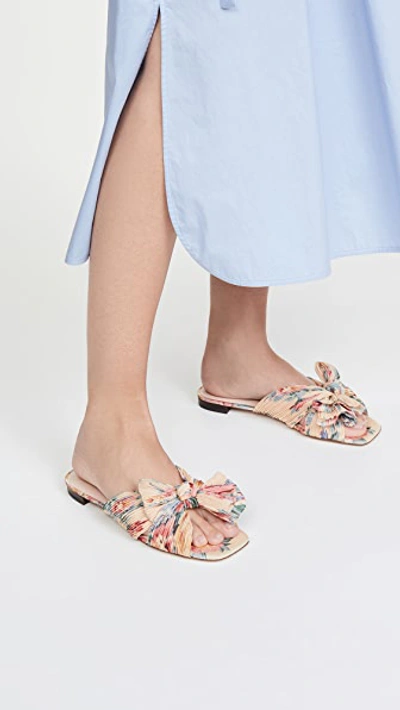 Shop Loeffler Randall Daphne Knot Flat Sandals In Butter Multi Floral