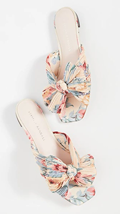 Shop Loeffler Randall Daphne Knot Flat Sandals In Butter Multi Floral
