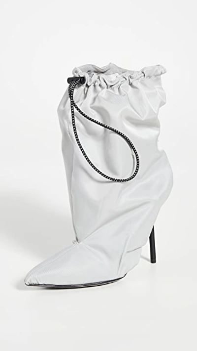 Ben Taverniti Unravel Project Grey 100 Drawstring Ankle Boots In Light Grey