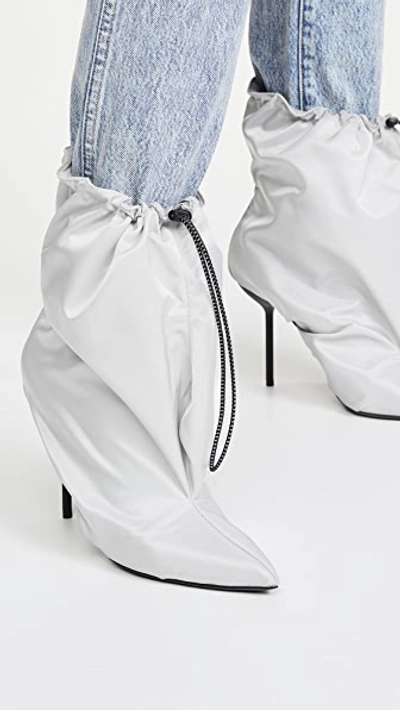 Ben Taverniti Unravel Project Grey 100 Drawstring Ankle Boots In Light Grey