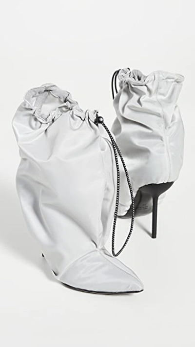 Ben Taverniti Unravel Project Grey 100 Drawstring Ankle Boots In Light Grey