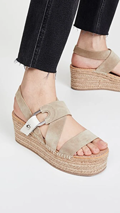 Rag Bone August Suede And Leather Espadrille Platform Sandals In