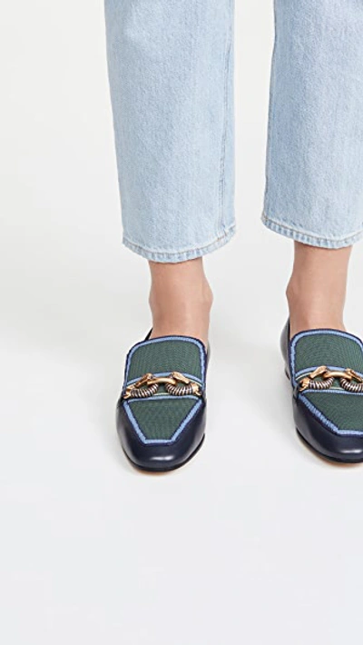 Shop Tory Burch Jessa 20mm Loafers In Perfect Navy/banyan Green Mult