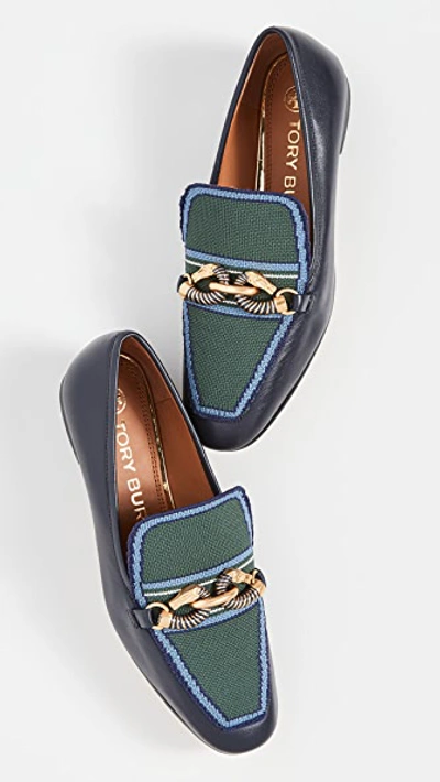 Shop Tory Burch Jessa 20mm Loafers In Perfect Navy/banyan Green Mult