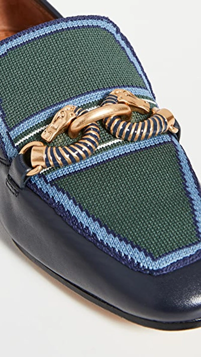 Shop Tory Burch Jessa 20mm Loafers In Perfect Navy/banyan Green Mult