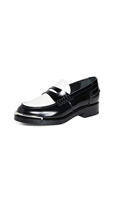 Shop Alexander Wang Carter Loafers In Black And White