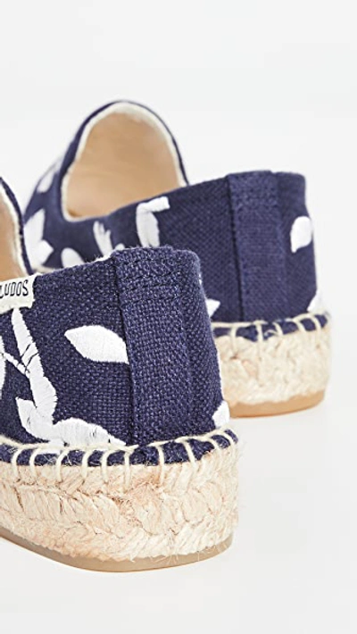 Shop Soludos Shiloh Embroidered Espadrilles In Midnight Blue