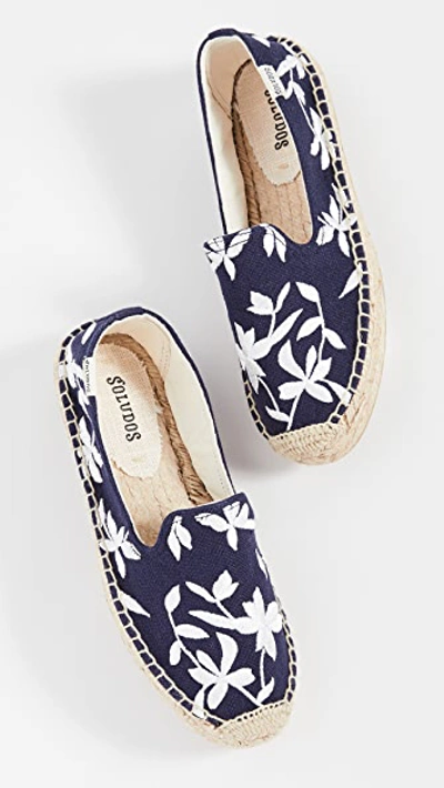 Shop Soludos Shiloh Embroidered Espadrilles In Midnight Blue