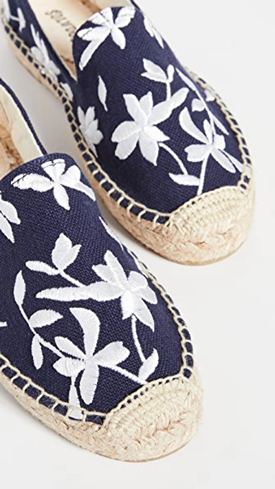 Shop Soludos Shiloh Embroidered Espadrilles In Midnight Blue