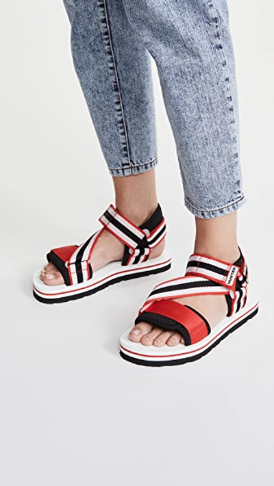 Shop Hunter Womens Original Beach Sandals In  Red/ White/black