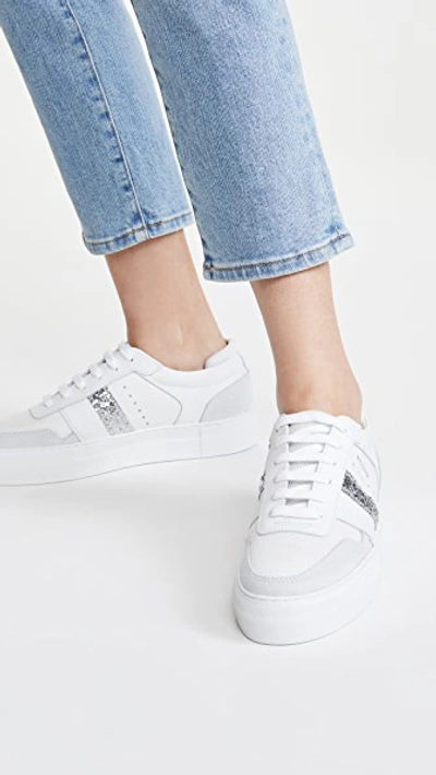 Shop Axel Arigato Detailed Platform Sneakers In White/silver Glitter