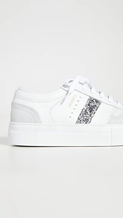 Shop Axel Arigato Detailed Platform Sneakers In White/silver Glitter