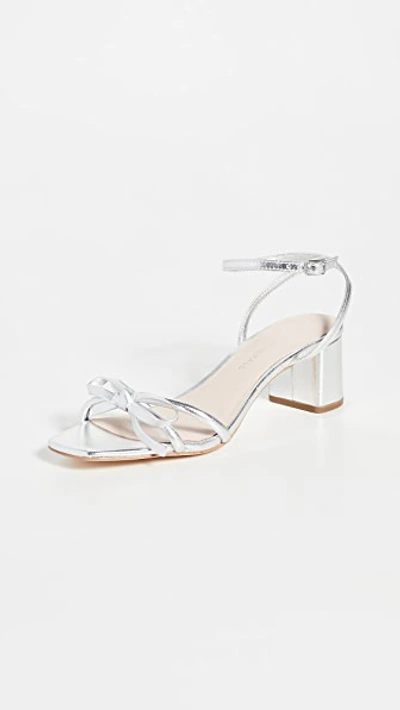 Shop Loeffler Randall Gracie Skinny Strap Bow Low Heel Sandals In Silver