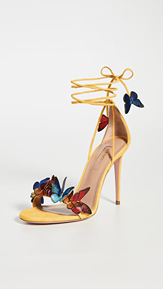 lace up heels with butterflies