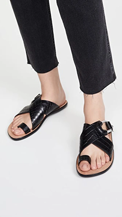 Shop Rag & Bone August Slides In Black Croco