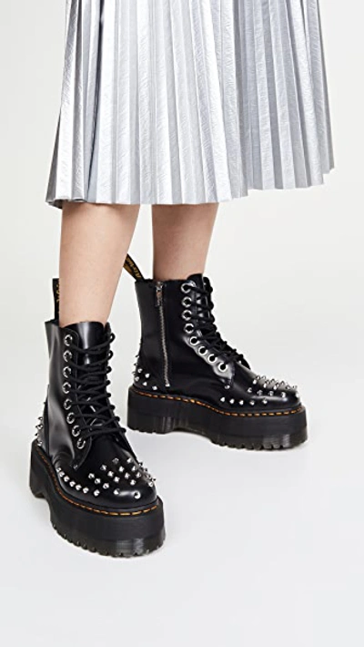 Dr. Martens Jadon Max Amphibious Boot Made Of Black Leather With Studs |  ModeSens