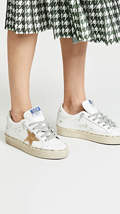 Shop Golden Goose Hi Star Sneakers In White/gold