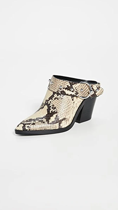 Shop Rebecca Minkoff Sallest Too Block Heel Mules In Butter Exotic