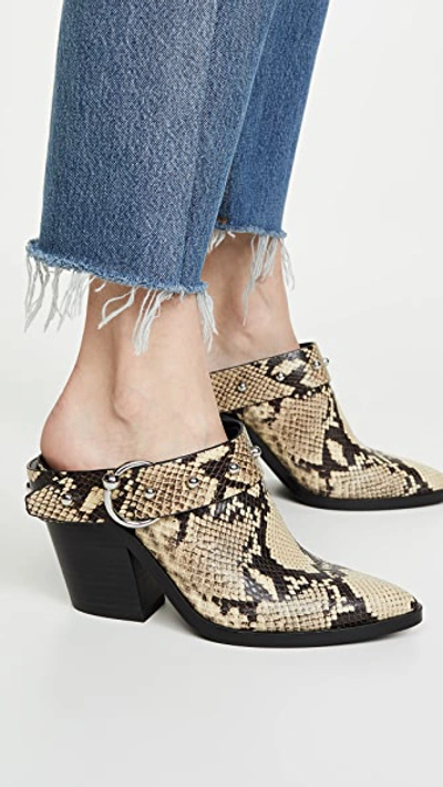 Shop Rebecca Minkoff Sallest Too Block Heel Mules In Butter Exotic