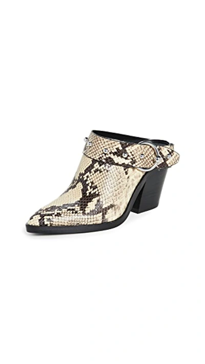 Shop Rebecca Minkoff Sallest Too Block Heel Mules In Butter Exotic