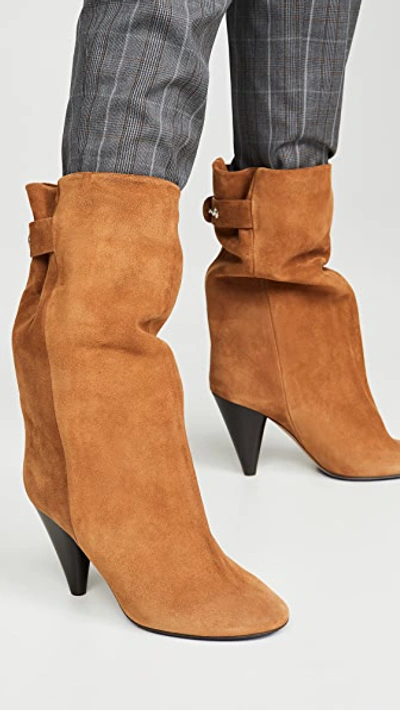 Shop Isabel Marant Lakfee Wrinkled Boots In Cognac