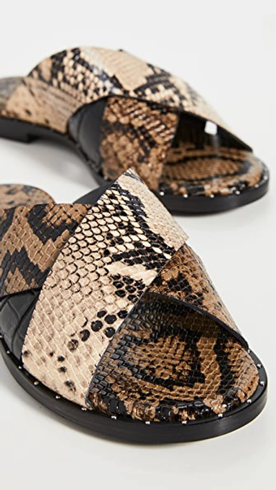 Shop Freda Salvador Dew Cross Strap Sandals In Sage Snake Combo