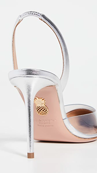 Shop Aquazzura So Nude Slingbacks 85mm In Silver